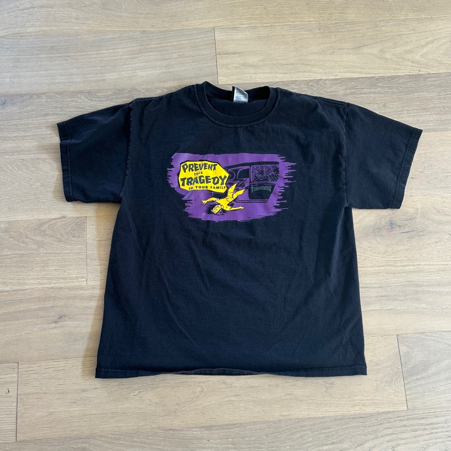 Y2k Thrasher Prevent This Tragedy T Shirt Mens Large Black Skate Tee Large